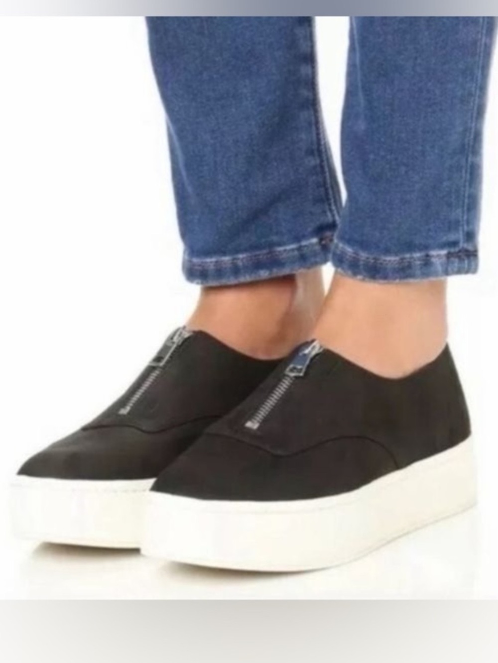 Vince Warner zip up platform black leather sneakers size 9